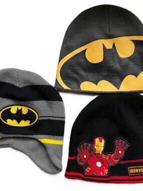 3/$15 | Boy's Set of 3 Batman + Iron Man Winter Stocking Caps